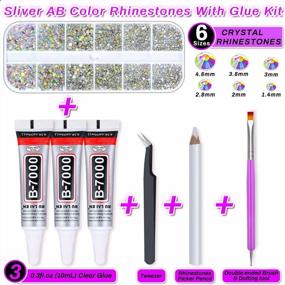 img 3 attached to Rhinestones Glue Kit With Gems For Craft, Audab 2100Pcs Crystal AB Rhinestones With 3Pcs Clear Adhesive Glue For DIY Clothes Fabric Shoes Jewelry Making Nail Art