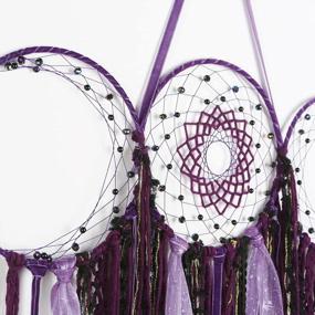 img 2 attached to Large Handmade Macrame Wall Hanging - Triple Moon Goddess In Black & Purple, Boho Wiccan Crescent Moon Dream Catcher Tapestry For Bohemian Hippie Bedroom Nursery Decoration And Gift