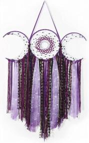 img 4 attached to Large Handmade Macrame Wall Hanging - Triple Moon Goddess In Black & Purple, Boho Wiccan Crescent Moon Dream Catcher Tapestry For Bohemian Hippie Bedroom Nursery Decoration And Gift