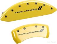 🚗 mgp caliper covers 12162scl1yl - yellow engraved front and rear with stripes - set of 4 - challenger powder coat finish black characters: enhance your vehicle's style логотип