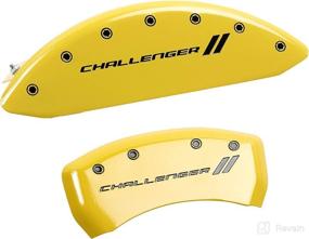 img 4 attached to 🚗 MGP Caliper Covers 12162SCL1YL - Yellow Engraved Front and Rear with Stripes - Set of 4 - Challenger Powder Coat Finish Black Characters: Enhance Your Vehicle's Style