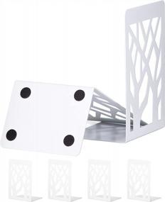 img 4 attached to Metal Bookend Supports For Shelves - White, Set Of 3 Pairs - Heavy Book Stopper For Home Decor - Ideal Bookends For Heavy Books And Book Shelf Holder