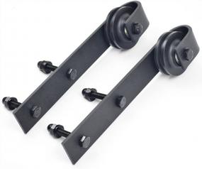 img 2 attached to DIYHD 6.6FT Rustic Black Double Cabinet Sliding Barn Door Hardware Kit For Closet Doors