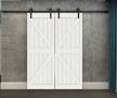 diyhd 6.6ft rustic black double cabinet sliding barn door hardware kit for closet doors logo