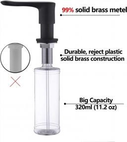 img 3 attached to Stylish And Durable Kitchen Sink Soap Dispenser With Black Solid Brass Pump Head And Refillable Bottle