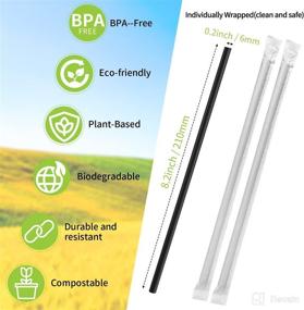 img 2 attached to 🌱 100 Eco-Friendly Compostable Individually Wrapped Straws - Plant Based PLA Disposable Straws (8.25 Inches LongX0.23 Inches Wide)