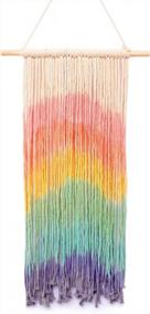 img 4 attached to Handmade Rainbow Macrame Wall Hanging - 16” W X 30” L Bohemian Home Décor For Bedroom, Living Room & Apartment