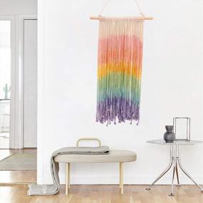 img 2 attached to Handmade Rainbow Macrame Wall Hanging - 16” W X 30” L Bohemian Home Décor For Bedroom, Living Room & Apartment