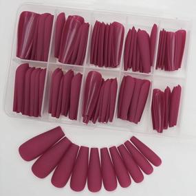 img 3 attached to 100Pc Full Cover Matte Coffin Press On False Nails - LoveOurHome Ballerina Artificial Fingernails For Manicure And Nail Decor - Available In 10 Sizes