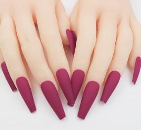 img 2 attached to 100Pc Full Cover Matte Coffin Press On False Nails - LoveOurHome Ballerina Artificial Fingernails For Manicure And Nail Decor - Available In 10 Sizes