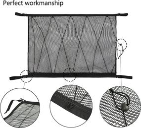 img 2 attached to 🚗 Car Interior Ceiling Cargo Net Bag, Space-Saving Double-Layer Mesh Roof Organizer with Seat Hooks – Ideal for Car SUV Truck Sundries Storage