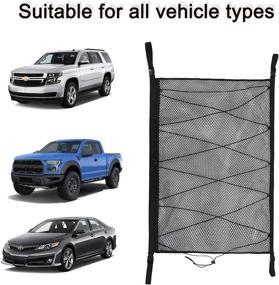 img 1 attached to 🚗 Car Interior Ceiling Cargo Net Bag, Space-Saving Double-Layer Mesh Roof Organizer with Seat Hooks – Ideal for Car SUV Truck Sundries Storage