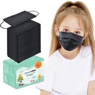 hiwup 100pcs black kids одноразовые маски для лица для детских масок для лица в возрасте 4-12 лет логотип