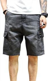 img 4 attached to LONGBIDA Men'S Loose Fit Denim Cargo Shorts With Multi Pockets