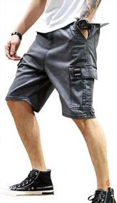 img 3 attached to LONGBIDA Men'S Loose Fit Denim Cargo Shorts With Multi Pockets