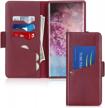 luxury cowhide genuine leather samsung galaxy note 10+ plus wallet case with kickstand - toplive for 5g model (wine red) logo