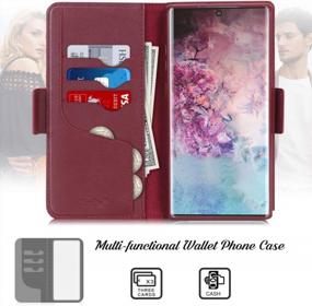 img 2 attached to Luxury Cowhide Genuine Leather Samsung Galaxy Note 10+ Plus Wallet Case With Kickstand - Toplive For 5G Model (Wine Red)