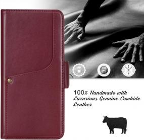 img 3 attached to Luxury Cowhide Genuine Leather Samsung Galaxy Note 10+ Plus Wallet Case With Kickstand - Toplive For 5G Model (Wine Red)