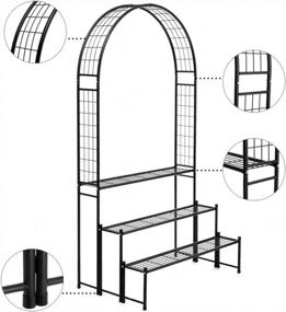 img 2 attached to DOEWORKS 3 Tier Plant Stand and Garden Arch Combo, Flower Pot Holder Display Shelf with Climbing Plant Support, Black