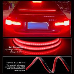 img 1 attached to 🚦 High Mount 3rd Brake Light Strip with Sequential Turn Signal, Double Flash Warning Light Flexible Stop Light Lamp Red Strip - DC-12V (40”1M/1Set)