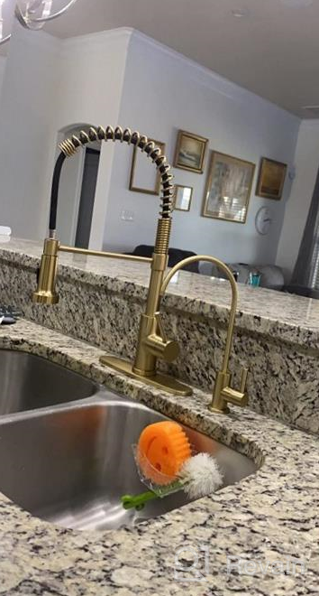 img 1 attached to Modern Low Lead Single Handle Kitchen Faucet - OWOFAN Pull Down Sprayer In Brass Black & Brushed Nickel. review by Dylan Hohd