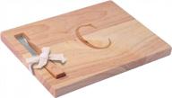 monogrammed oak wood cheese board with spreader and c-initial (c) for personalized serving logo