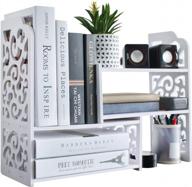 ygyqz small bookshelf for desktop storage: mini cute 📚 office desk shelves in white – versatile organizers for women, kids logo