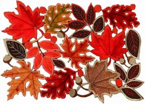 img 3 attached to Влюбитесь в набор Simhomsen'S из 4 вышитых салфеток в виде листьев для украшения дня благодарения и осенних украшений!