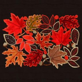img 1 attached to Влюбитесь в набор Simhomsen'S из 4 вышитых салфеток в виде листьев для украшения дня благодарения и осенних украшений!