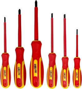 img 4 attached to 🔧 6-Piece Insulated Screwdriver Set by Sunplux - 1000 Volts, Magnetic Tip for Electricians, Includes 4 Slotted & 2 Philips Screwdrivers; Plastic Supporter Included