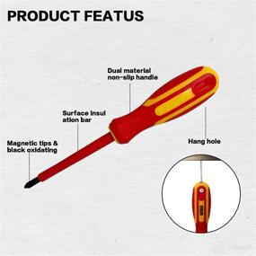 img 1 attached to 🔧 6-Piece Insulated Screwdriver Set by Sunplux - 1000 Volts, Magnetic Tip for Electricians, Includes 4 Slotted & 2 Philips Screwdrivers; Plastic Supporter Included