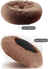 img 2 attached to Comfy and Cozy Cat Beds for Indoor Cats - 24 Inch Round Donut Washable Cat Bed with Fluffy Self-Warming Cushion for Small Dogs and Kittens - Non-Slip Design