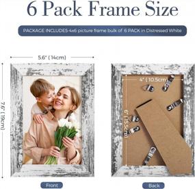 img 3 attached to Set Of 6 Rustic White Farmhouse Picture Frames - Distressed Wood Pattern With High Definition Glass For Tabletop And Wall Mounting Display Of 4X6 Photos - Perfect For Home Decor