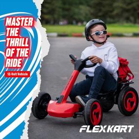 img 3 attached to Электрический картинг Rollplay Flex Kart XL 12 В для детей от 5 лет с функцией компактного складывания, регулируемым сиденьем, противоскользящими резиновыми полосками и максимальной скоростью 5 миль в час