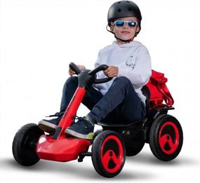 img 4 attached to Электрический картинг Rollplay Flex Kart XL 12 В для детей от 5 лет с функцией компактного складывания, регулируемым сиденьем, противоскользящими резиновыми полосками и максимальной скоростью 5 миль в час
