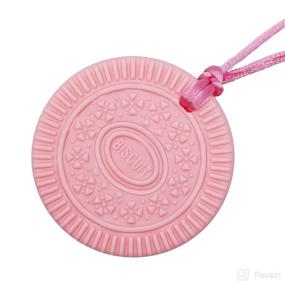 img 3 attached to 🍪 Silicone Biscuit Chew Necklace - Effective Chewable Pendant for Boys and Girls, Autism, ADHD, SPD, Oral Motor Aids, Sensory Toy for Kids & Adults (Pink)