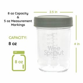 img 2 attached to 8 Set 8 Oz WeeSprout Glass Baby Food Storage Jars With Lids - Freezer, Microwave & Dishwasher Safe For Infants/Babies