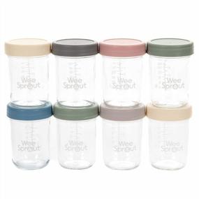 img 4 attached to 8 Set 8 Oz WeeSprout Glass Baby Food Storage Jars With Lids - Freezer, Microwave & Dishwasher Safe For Infants/Babies