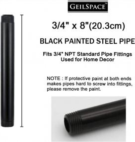 img 3 attached to GeilSpace 6 Pack из черных металлических труб 3/4 "× 8" - идеально подходит для промышленных стеллажей своими руками - подходит для стандартных черных труб с резьбой 3/4 " и фитингов - винтажная промышленная стальная труба (черная)