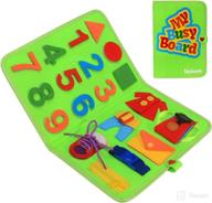 🔒 simboom busy board for toddlers - montessori fine motor skill toys, educational sensory board with buckles - travel activities for toddlers in car and airplane (green) logo
