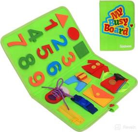 img 4 attached to 🔒 SIMBOOM Busy Board for Toddlers - Montessori Fine Motor Skill Toys, Educational Sensory Board with Buckles - Travel Activities for Toddlers in Car and Airplane (Green)