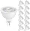 12 pack mr16 led bulbs 50w halogen equivalent - 5w gu5.3 4000k neutral white non-dimmable 45 degree beam angle for landscape, recessed & track lighting logo