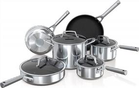 img 4 attached to Ninja C39500 Foodi NeverStick 10-Piece Hard-Anodized Nonstick Cookware Set, Oven Safe To 500°F, Slate Grey