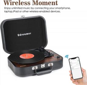 img 3 attached to Udreamer Record Players For Vinyl With Speakers Wireless Turntable Portable Suitcase Gramophone Vintage 3-Speed USB Vinyl Player Support Aux-In RCA Output Headphone Jack