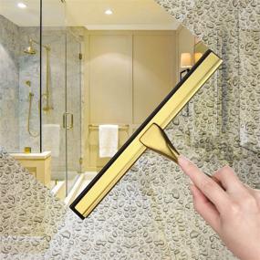 img 2 attached to 🚿 Premium HIWARE All-Purpose Shower Squeegee - Brass & Stainless Steel, 10 Inches