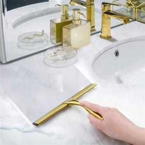 img 1 attached to 🚿 Premium HIWARE All-Purpose Shower Squeegee - Brass & Stainless Steel, 10 Inches