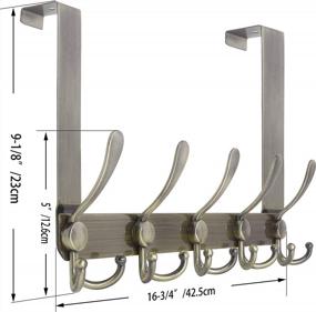 img 3 attached to WEBI 5 Tri Hooks Over Door Hanger Rack For Coats, Towels, And Other Items - Bronze