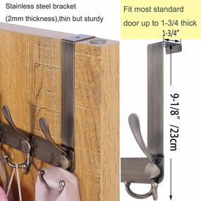 img 2 attached to WEBI 5 Tri Hooks Over Door Hanger Rack For Coats, Towels, And Other Items - Bronze