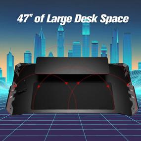 img 1 attached to 48-дюймовый игровой стол Sandinrayli с двухъярусной полкой для монитора, большим ковриком для мыши, крючком для наушников, подстаканником и светодиодной подсветкой — игровой стол для ПК с L-образными ножками
