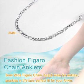 img 1 attached to Sterling Silver Initial Anklet For Women, A-Z Letter Layer Wear Handmade Jewelry Gift - Flower/Figaro/Cuban Link/Herringbone Chain Summer Beach Ankle Bracelets